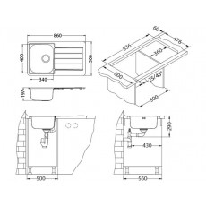 Мойка Alveus Line Maxim 20-Sat нерж сталь (860 х 500)