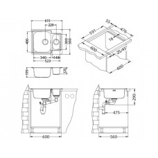 Мойка Alveus Line Maxim 50 Sat-90 нерж сталь (610 х 500)