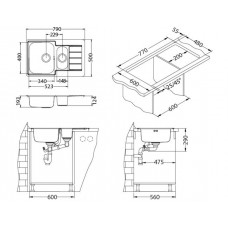 Мойка Alveus Line Maxim 70 Sat-90 нерж сталь (795 х 505)