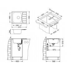 Мойка Alveus Zoom Maxim 10 Sat-90 нерж сталь (615 х 500)