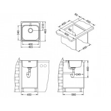Мойка Alveus Basic 140 Sat-90 нерж сталь (465 х 465)