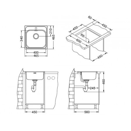 Мойка Alveus Basic 140 Sat-90 нерж сталь (465 х 465) Мойка Alveus Basic 140 Sat-90 нерж сталь (465 х 465)
