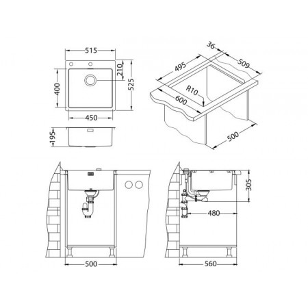 Мойка Alveus Pure 30 Kmb-90 нерж сталь (515 х 525) Мойка Alveus Pure 30 Kmb-90 нерж сталь (515 х 525)