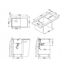 Мойка Alveus Pure 40R Kmb 90 нерж сталь (790 х 525)