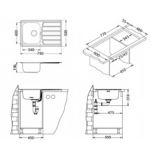 Мойка Alveus Zoom Maxim 20 Sat-90 нерж сталь (790 х 500)