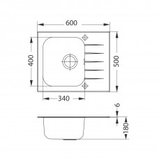 Мойка Alveus Vitro 10 Ral9005-90 комби (600 х 500) Стальная/Чёрная