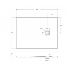 Поддон из искусственного мрамора Belbagno TRAY-MR-UNO-AH-120/90-35-NERO-CR