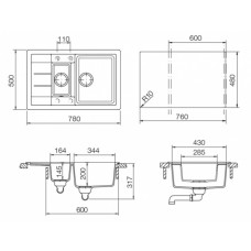 Мойка кварцевая Schock Aster 60 D Cristalite 780х500 мокка