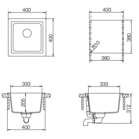 Мойка кварцевая Schock Euro 40 (N-100) Cristalite 400x400 мокка Мойка кварцевая Schock Euro 40 (N-100) Cristalite 400x400 мокка