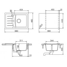 Мойка кварцевая Schock Genius 45D Small (D-100S) Cristalite 680x460 саббиа