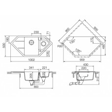 Мойка кварцевая Schock Genius 90С (С-150) Cristalite 1113x520 альпина