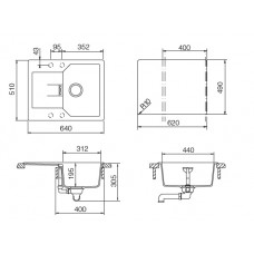 Мойка кварцевая Schock Manhattan 40 D Cristalite корз.клапан 640x510 альпина