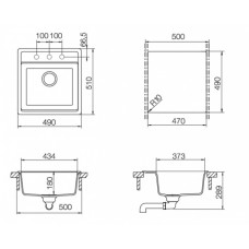 Мойка кварцевая Schock Nemo 50 (N-100S) Cristalite 490x510 альпина
