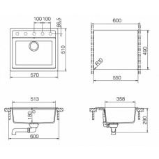 Мойка кварцевая Schock Nemo 60 (N-100) Cristalite 570x510 саббиа