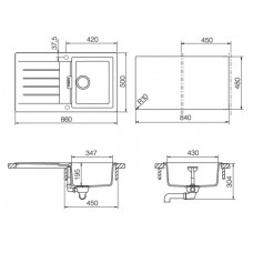Мойка кварцевая Schock Primus 45D (D-100) Cristalite 860x500 альпина