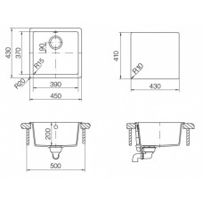 Мойка кварцевая Schock Quadro 50 (N-100S) Cristalite 450x430 оникс