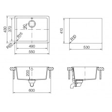 Мойка кварцевая Schock Quadro 60 (N-100) Cristalite 550x430 альпина