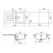 Мойка кварцевая Schock Signus 45D (D-100) Cristadur 860x500 пуро