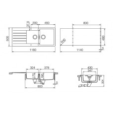 Мойка кварцевая Schock Signus 80D (D-200) Cristadur 1160x500 бронза