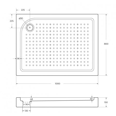 Акриловый поддон 100х80 левосторонний BelBagno TRAY-BB-AH-100/80-15-W-L с сифоном