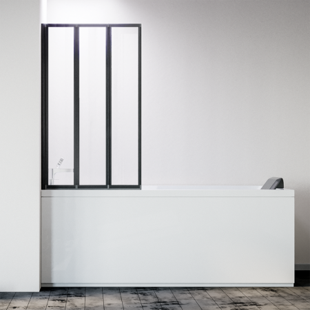 Шторка на ванну Veconi Palau PL-73BL 1200x1500 черный стекло прозрачное PL73BL-120-01-19C5 Шторка на ванну Veconi Palau PL-73BL 1200x1500 черный стекло прозрачное PL73BL-120-01-19C5