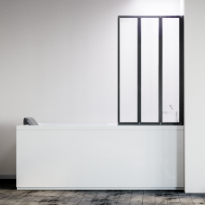 Шторка на ванну Veconi Palau PL-73BR 1200x1500 черный стекло прозрачное PL73BR-120-01-19C5