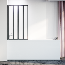 Шторка на ванну Veconi Palau PL-74BL 1200x1500 черный стекло прозрачное PL74BL-120-01-19C5
