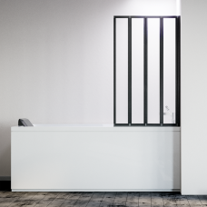 Шторка на ванну Veconi Palau PL-74BR 1200x1500 черный стекло прозрачное PL74BR-120-01-19C5