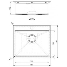Мойка Alveus Quarto 10 Brs-90 нерж сталь (550 х 480)