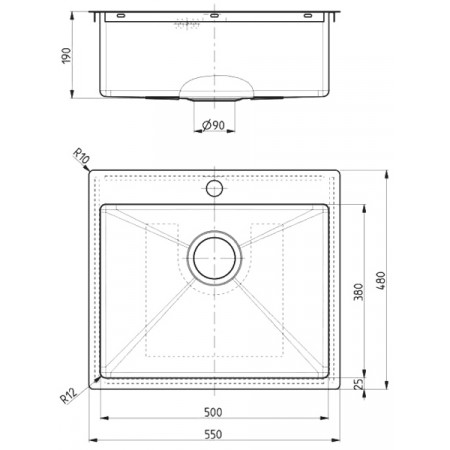 Мойка Alveus Quarto 10 Brs-90 нерж сталь (550 х 480) Мойка Alveus Quarto 10 Brs-90 нерж сталь (550 х 480)