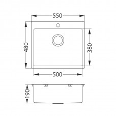 Мойка Alveus Quarto 10 Brs-90 нерж сталь (550 х 480)