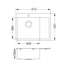 Мойка Alveus Quarto 20 Brs-90 нерж сталь (615 х 480)
