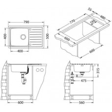 Мойка Alveus Galeo 20 Sat-90 Fi нерж сталь (790 х 500)