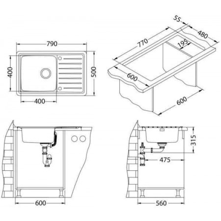 Мойка Alveus Galeo 20 Sat-90 Fi нерж сталь (790 х 500) Мойка Alveus Galeo 20 Sat-90 Fi нерж сталь (790 х 500)