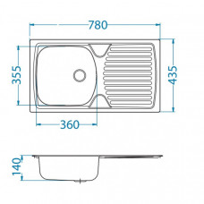 Мойка Alveus Basic 170 Nat-60 нерж сталь (780 х 435)