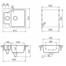 Мойка кварцевая Schock Cambridge 60 Cristalite 610x510 баварский камень