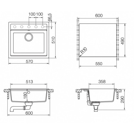 Мойка кварцевая Schock Vero 60 (N-100) Cristadur 570x510 магма Мойка кварцевая Schock Vero 60 (N-100) Cristadur 570x510 магма