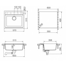 Мойка кварцевая Schock Vero 60 (N-100) Cristadur 570x510 бронза
