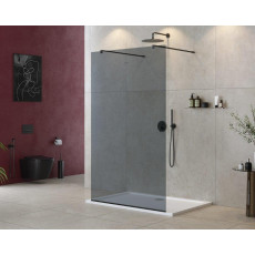 Душевая перегородка Cezares LIBERTA-L-2-120-120-GR-NERO чёрный профиль, стекло серое
