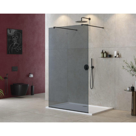 Душевая перегородка Cezares LIBERTA-L-2-120-120-GR-NERO чёрный профиль, стекло серое