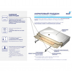 Душевой поддон квадратный RGW B/CL-S  800x800