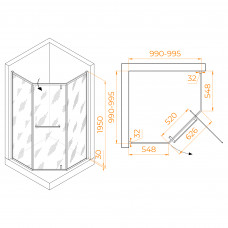 Душевой уголок RGW HO-084Gb 1000x1000
