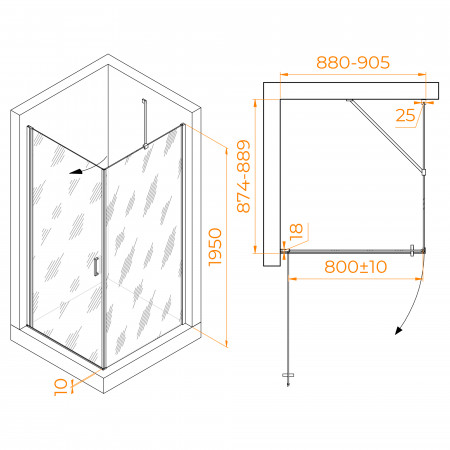 Душевой уголок RGW LE-034 (LE-003 + Z-14) 900x900 Душевой уголок RGW LE-034 (LE-003 + Z-14) 900x900