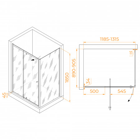 Душевой уголок RGW PA-44 (PA-02 + Z-050-1) 1200x900 Душевой уголок RGW PA-44 (PA-02 + Z-050-1) 1200x900
