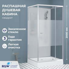 Душевая кабина квадратная, распашная дверь, стеклянная, профиль сатин браш - RGW AN-207SBr (900x900, Сатин - Браш)