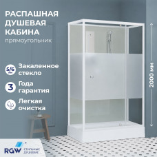 Душевая кабина прямоугольная, распашная дверь, стеклянная, профиль белый - RGW AN-207 (800x1200, Белый)