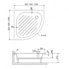 Душевой поддон полукруглый RGW BP/CL-S  900x900