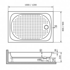 Душевой поддон прямоугольный RGW LUX/TN  800x1000