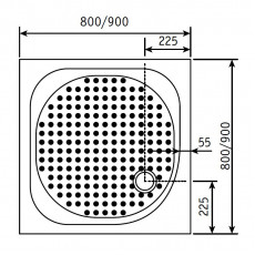 Душевой поддон квадратный RGW LUX/TN  900x900