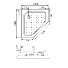 Душевой поддон трапеция RGW STYLE-TR  1000x1000